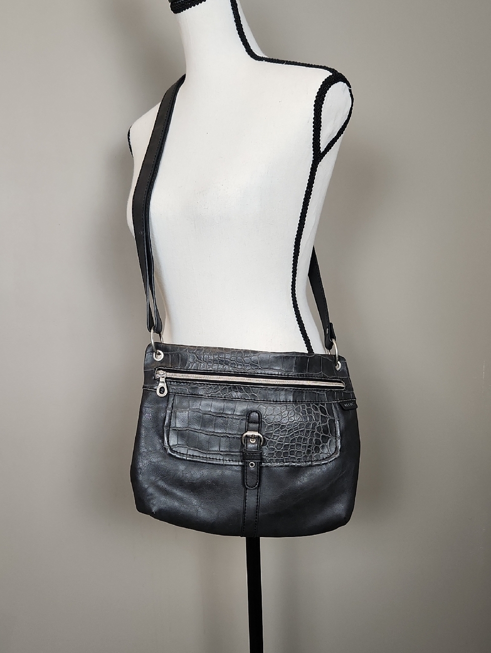 Relic Gray Crossbody Leather Shoulder Crocodile Embossed Purse